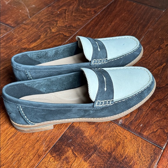 SPERRY Seaport Suede Penny Loafers, color Black/White, size 8.5. - Picture 10 of 10